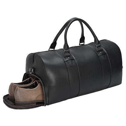 Genuine Leather Weekender Duffel Bag with Shoe Compartment – Overnight, Gym, and Travel Bag