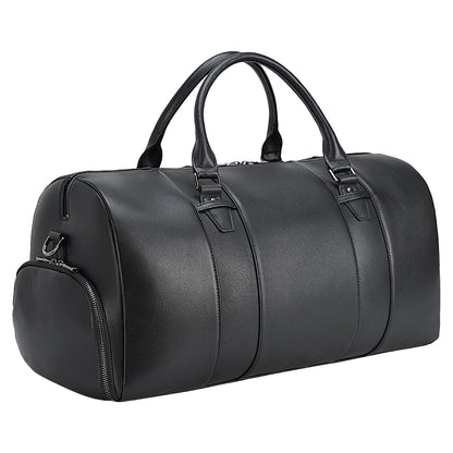 Genuine Leather Weekender Duffel Bag with Shoe Compartment – Overnight, Gym, and Travel Bag