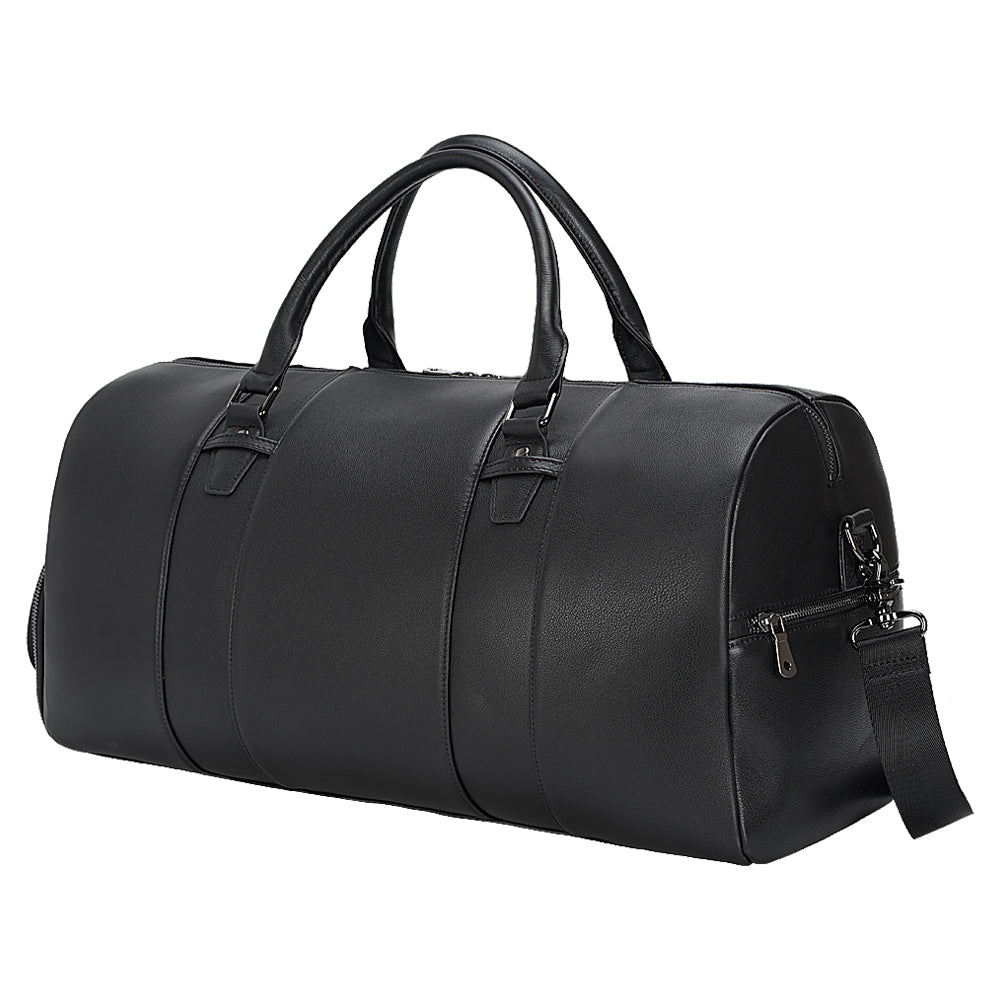 Genuine Leather Weekender Duffel Bag with Shoe Compartment – Overnight, Gym, and Travel Bag